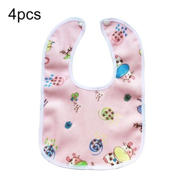 4pcs Waterproof Kids Bib Crystal Velvet Double Layer Baby Drool Towel (Color and Style Random Delivery)
