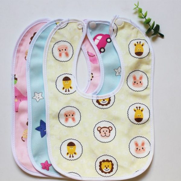 4pcs Waterproof Kids Bib Crystal Velvet Double Layer Baby Drool Towel (Color and Style Random Delivery) - Image 2