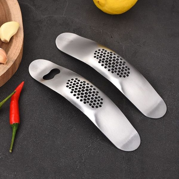 430 Stainless Steel Boat Shaped Garlic Grinder Manual Garlic Press Tools Kitchen Gadgets (Style 1) - Image 2