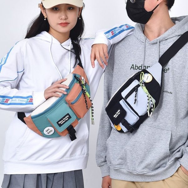 Y9574 Canvas Crossbody Single Shoulder Backpack Light Sports Chest Bag Black - Image 9