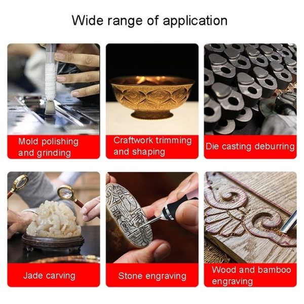 SNJ-3681 Mini Engraving Pen Wireless Polishing Electric Grinder (Silver Carving Template Set) - Image 8