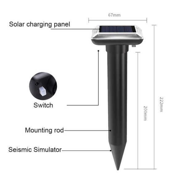 SJZ038 Outdoor Waterproof Solar Ultrasonic Rat Repeller Ultrasonic Animal Repeller, Color: Green - Image 3