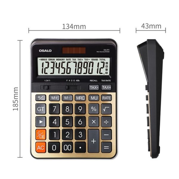 OSALO OS-3TV 12-digit LCD Screen Solar Dual Power Supply Desktop Calculator - Image 3
