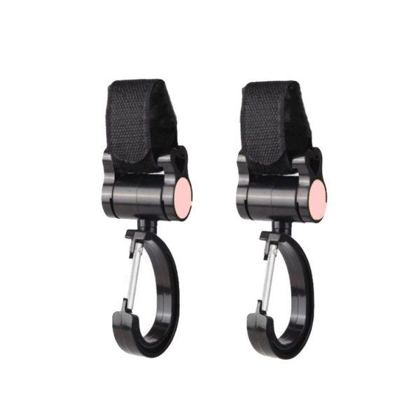 2pcs Universal Baby Stroller Hooks Accessories 360 Degree Sticky Hooks (Pink)