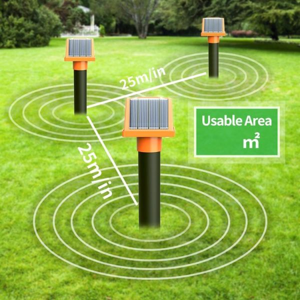 SJZ057 Outdoor IP66 Waterproof Solar Ultrasonic Rat Repeller Orchard Ultrasonic Animal Repeller (Orange) - Image 11