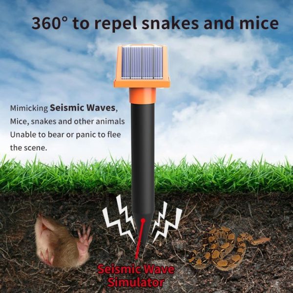 SJZ057 Outdoor IP66 Waterproof Solar Ultrasonic Rat Repeller Orchard Ultrasonic Animal Repeller (Orange) - Image 13