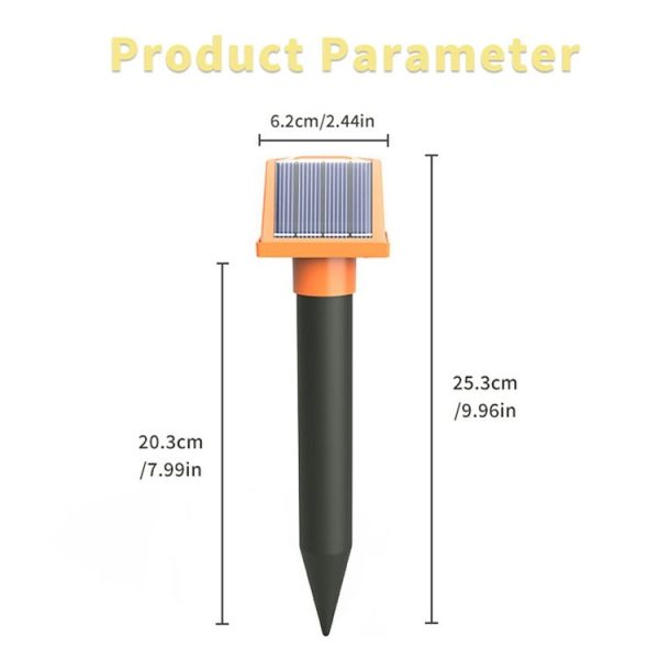 SJZ057 Outdoor IP66 Waterproof Solar Ultrasonic Rat Repeller Orchard Ultrasonic Animal Repeller (Orange) - Image 3