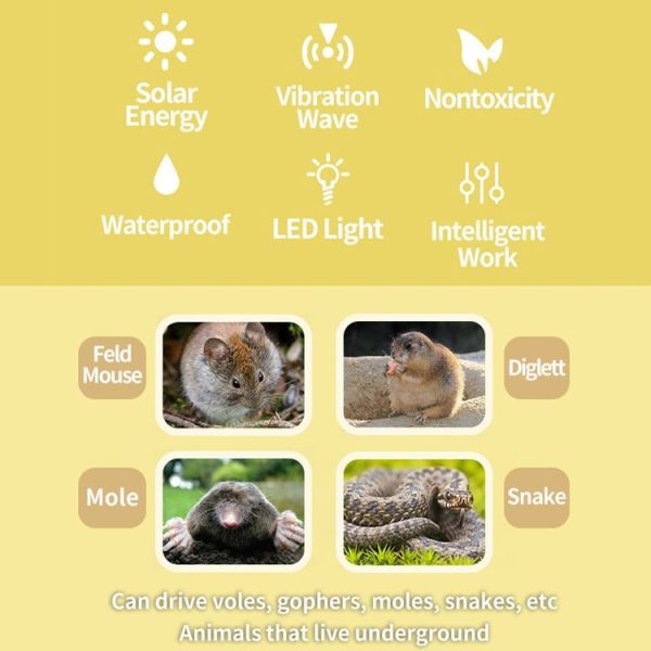 SJZ057 Outdoor IP66 Waterproof Solar Ultrasonic Rat Repeller Orchard Ultrasonic Animal Repeller (Orange) - Image 9