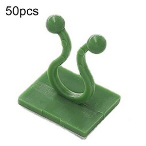 Small 50pcs Plant Climbing Wall Buckle Vine Traceless Plant Fixer Self-Adhesive Hooks (Green)
