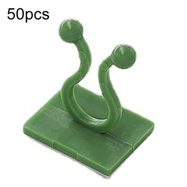 Small 50pcs Plant Climbing Wall Buckle Vine Traceless Plant Fixer Self-Adhesive Hooks (Green)