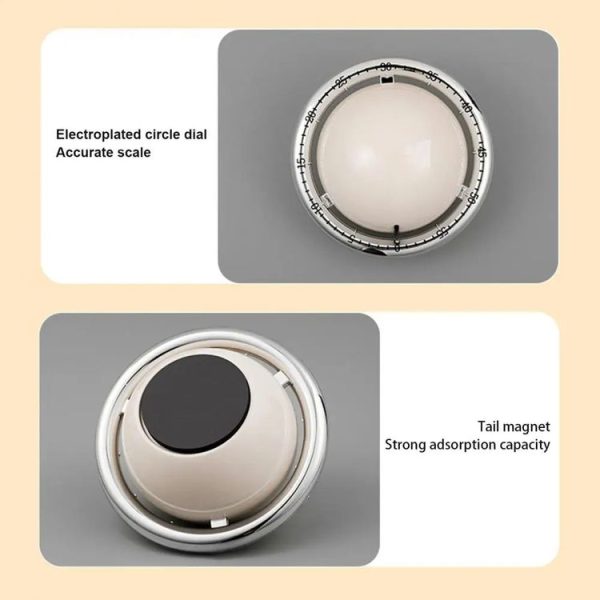 Kitchen Mechanical Timer Reminder Visual Time Manager Magnetic Suction Alarm Clock (Black) - Image 8