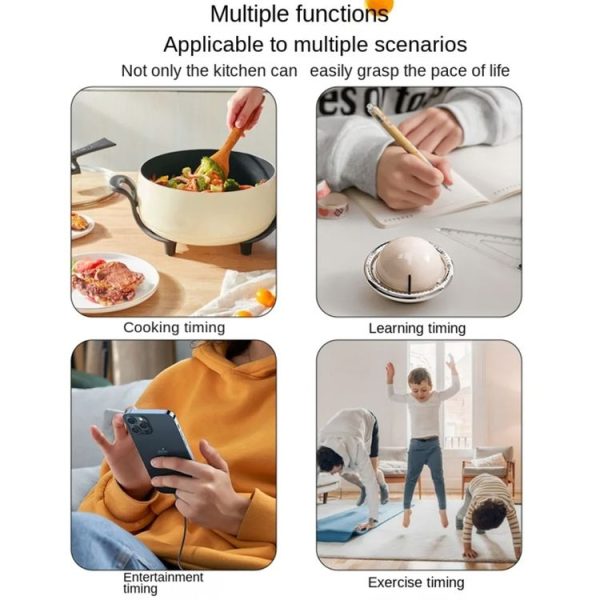 Kitchen Mechanical Timer Reminder Visual Time Manager Magnetic Suction Alarm Clock (Black) - Image 9