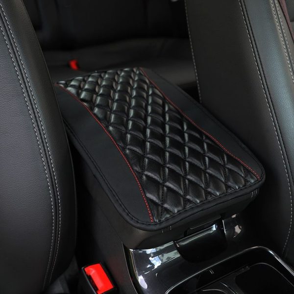 Car Center Console Cover Mat PU Leather Car Armrest Cover 32x19cm (Black)