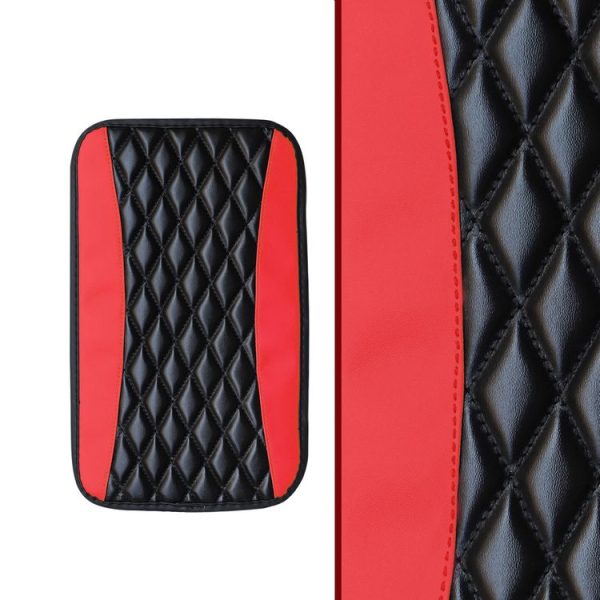 Car Center Console Cover Mat PU Leather Car Armrest Cover 32x19cm (Black) - Image 3