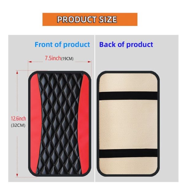 Car Center Console Cover Mat PU Leather Car Armrest Cover 32x19cm (Black) - Image 4