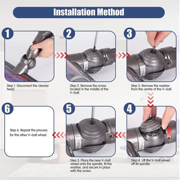 Dyson V6 V7 V8 V10 V11 V12 Vacuum Cleaner V-Ball Wheels of Direct Drive Cleaner Head - Image 7