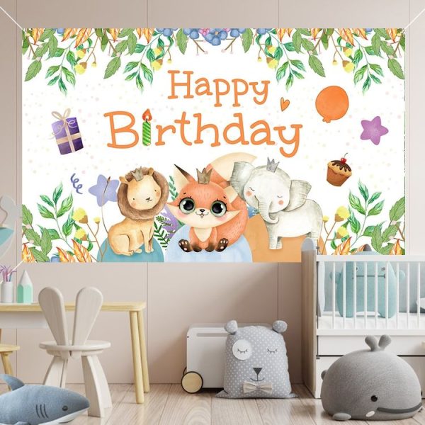 180x90cm Animal Birthday Theme Backdrop Cloth Party Decoration (2023SRB91) - Image 2