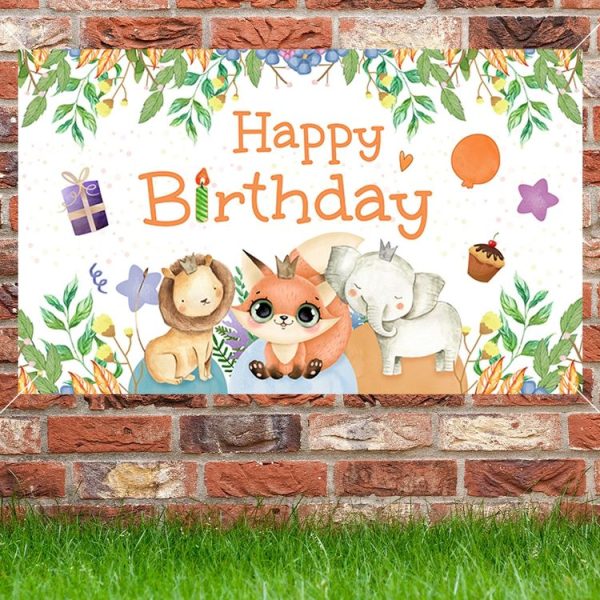 180x90cm Animal Birthday Theme Backdrop Cloth Party Decoration (2023SRB91) - Image 4