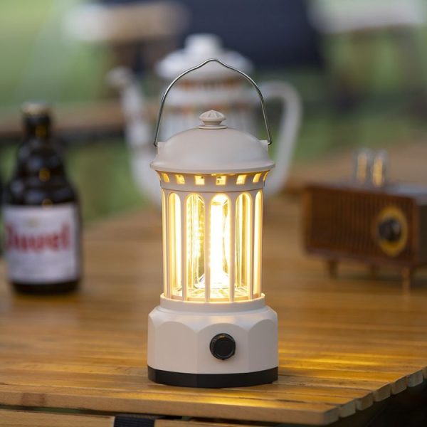 Rechargeable COB Portable Outdoor Camping Lamp Atmosphere Tent Lamp Retro Lamp, Size: Small Beige - Image 7
