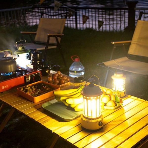 Rechargeable COB Portable Outdoor Camping Lamp Atmosphere Tent Lamp Retro Lamp, Size: Small Beige - Image 8