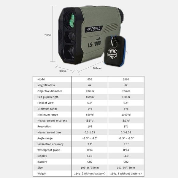 ARBULL LS-1000 Golf Rangefinder Outdoor Altimeter Goniometer Telescope - Image 5