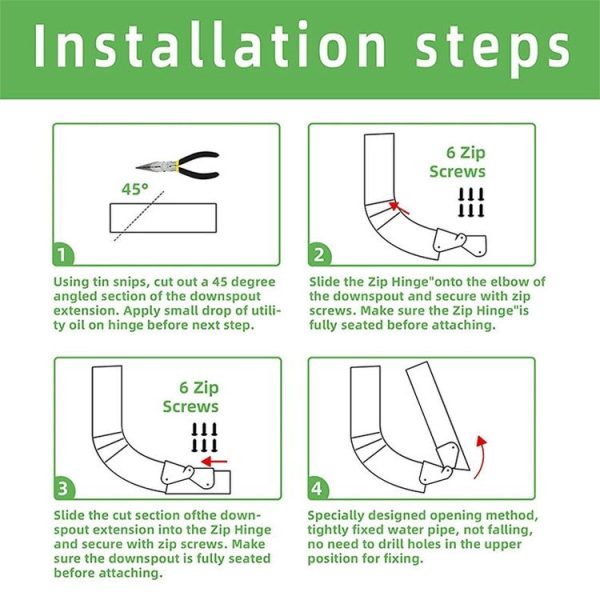 2pcs Gutter Extension Hinge Downspout Extension Flip-Up Hinge For Rectangle Or Square Downspout - Image 5
