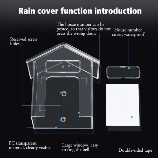 Wireless Doorbell Waterproof Cover Outdoor Doorbell Transparent Rain Protection Case (E30) - Image 8