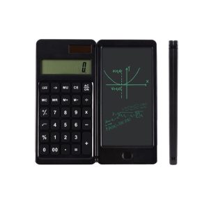 Solar Calculator Handwriting Board Learning Office Portable Folding LCD Writing Board (Black)