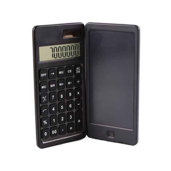 Solar Calculator Handwriting Board Learning Office Portable Folding LCD Writing Board (Black) - Image 2