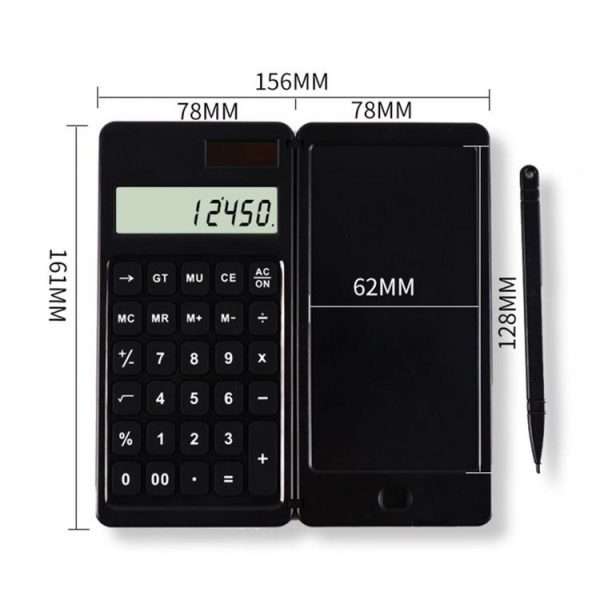 Solar Calculator Handwriting Board Learning Office Portable Folding LCD Writing Board (Black) - Image 3