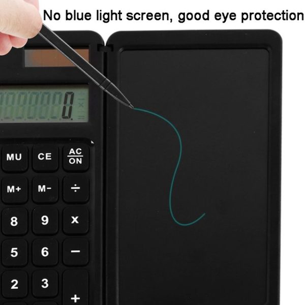 Solar Calculator Handwriting Board Learning Office Portable Folding LCD Writing Board (Black) - Image 5