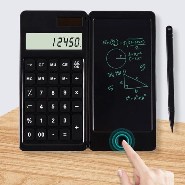 Solar Calculator Handwriting Board Learning Office Portable Folding LCD Writing Board (Black) - Image 7