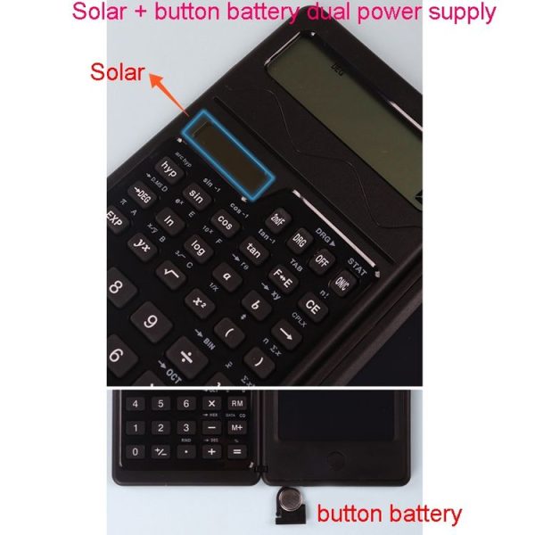 Solar Function Calculator Handwriting Pad 10 Digits Display Portable Handwriting Board (Black) - Image 5