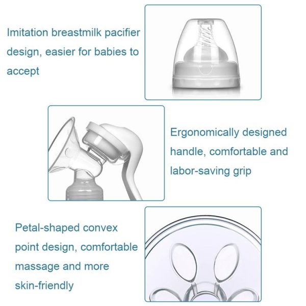 Adjustable Force Breast Pump 2 in 1 Manual Breast Pump Maternity Products (White) - Image 8