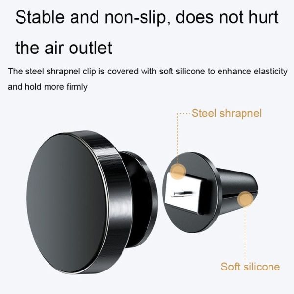 Air Outlet Type Aluminum Alloy Car Magnetic Suction Bracket Navigation Phone Holder (Black) - Image 3