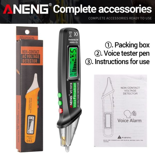 ANENG VC1019 Non-Contact Induction Electric Pen High-Precision Line Detection Breakpoint Voice Test Pen (Black) - Image 12