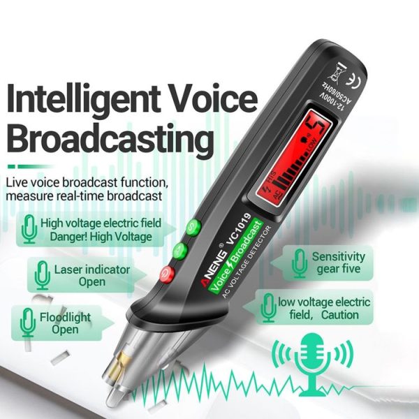 ANENG VC1019 Non-Contact Induction Electric Pen High-Precision Line Detection Breakpoint Voice Test Pen (Black) - Image 5