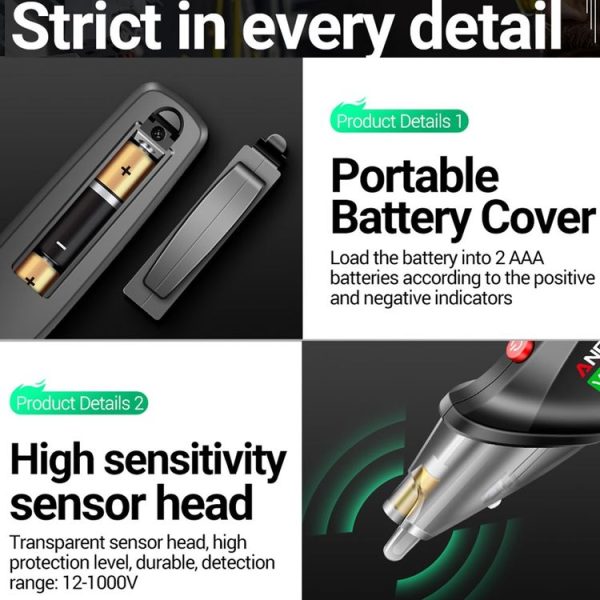 ANENG VC1019 Non-Contact Induction Electric Pen High-Precision Line Detection Breakpoint Voice Test Pen (Black) - Image 7