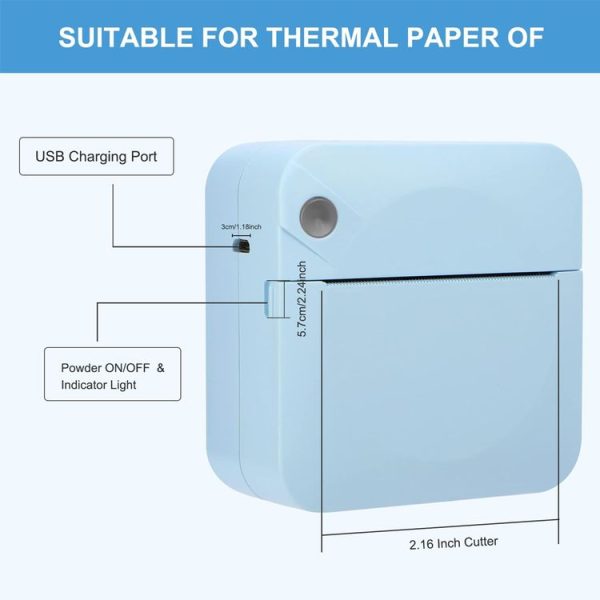 C17 Bluetooth Pocket Mini Label Printer Inkless Thermal Printer Wireless Photo Printer (White) - Image 5