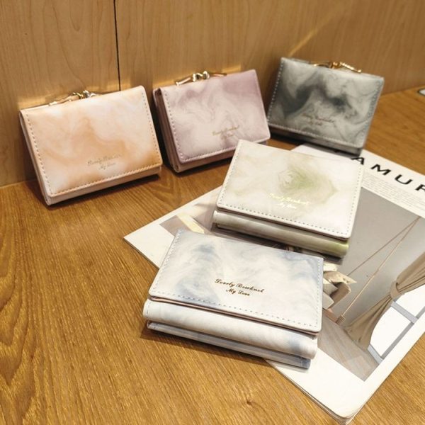 Ink Painting Elements Tri-fold Wallet Mini Portable Wallet (Purple Pink) - Image 2
