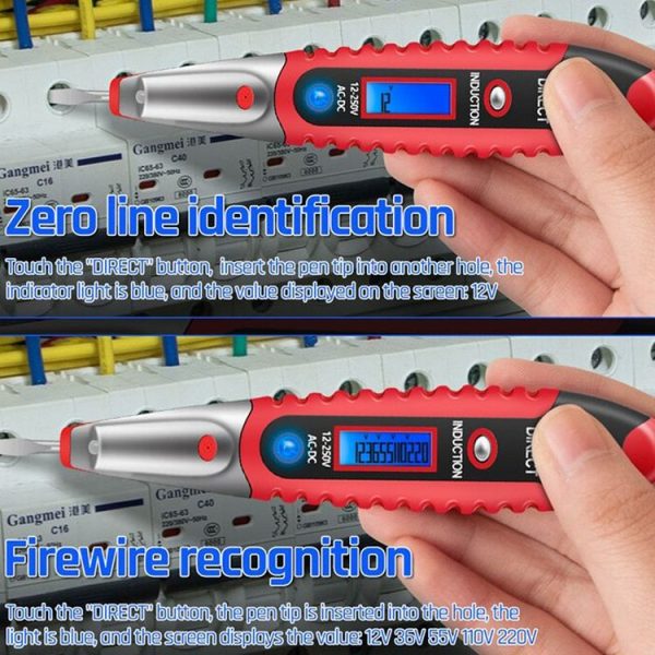 ANENG VD700 2pcs Sound and Light Alarm Non-contact Digital Display Sensor Multi-function Test Pen (Yellow Green) - Image 11