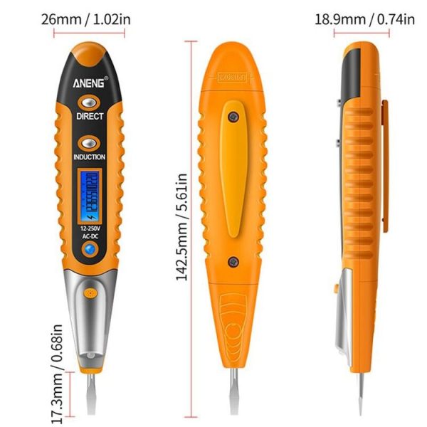 ANENG VD700 2pcs Sound and Light Alarm Non-contact Digital Display Sensor Multi-function Test Pen (Yellow Green) - Image 3