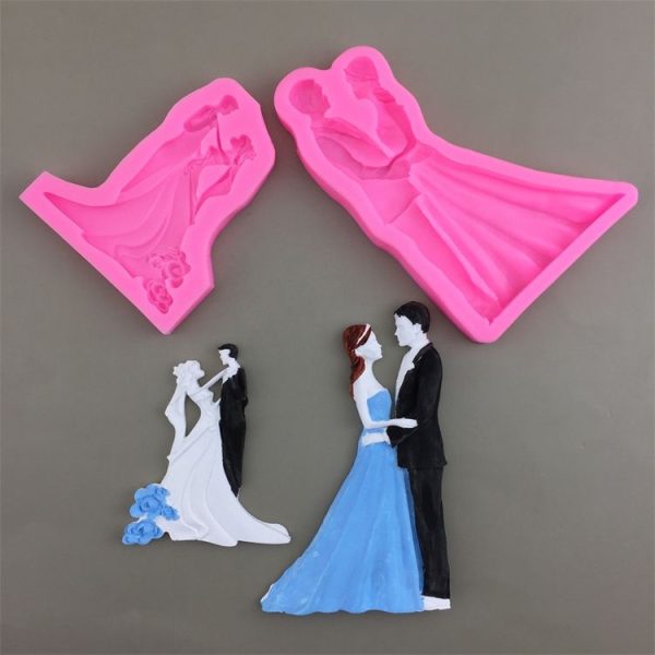 Bride And Groom Silicone Chocolate Epoxy Plaster Mold, Size: Small - Image 2