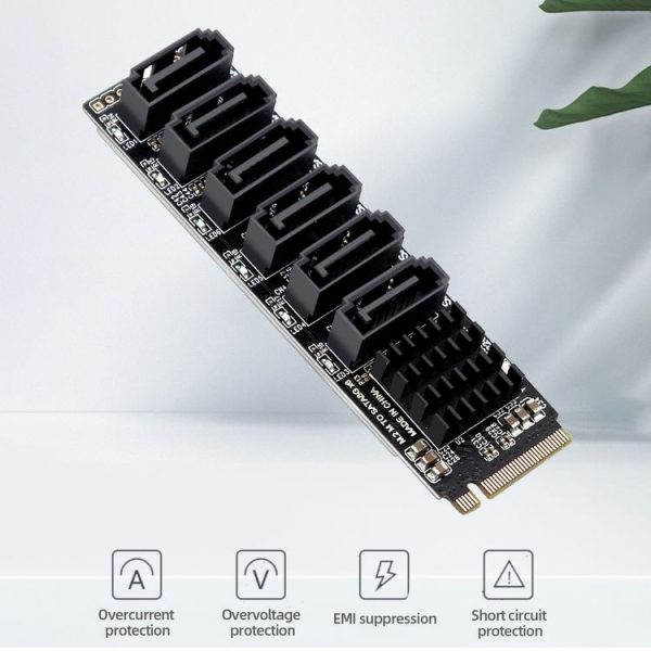 M2 M-EKY PCIE3.0 To SATA6G Transfer Expansion Card 6 Port Hard Disk Expansion Adapter Card (PH516) - Image 2