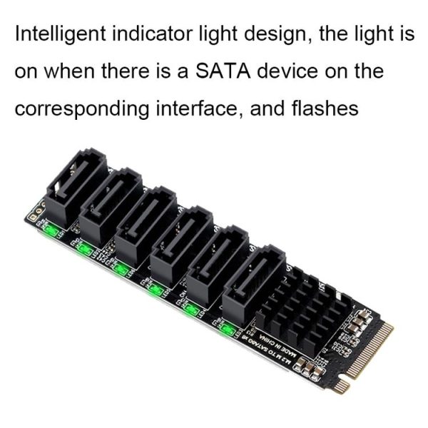 M2 M-EKY PCIE3.0 To SATA6G Transfer Expansion Card 6 Port Hard Disk Expansion Adapter Card (PH516) - Image 4