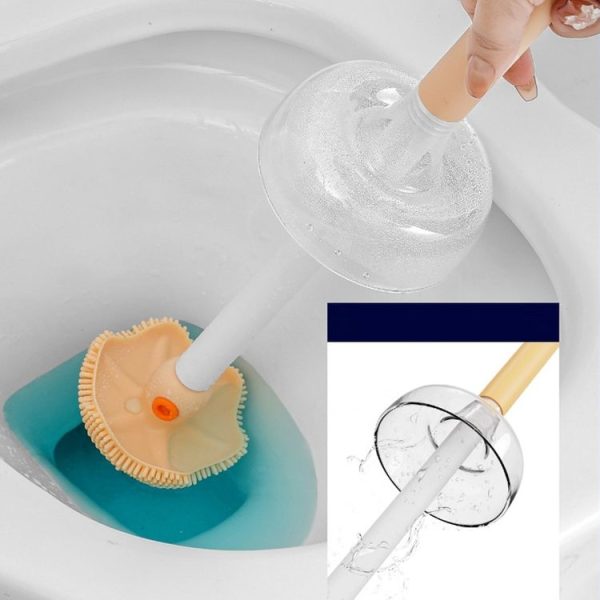 Household Octopus Wall Mounted Soft Rubber Toilet Brush, Color: Gray (With Base) - Image 11