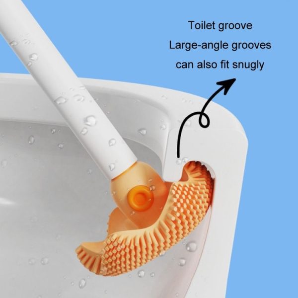 Household Octopus Wall Mounted Soft Rubber Toilet Brush, Color: Gray (With Base) - Image 5