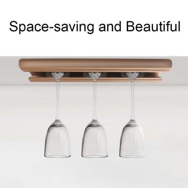 Living Room Punch-free Aluminum Alloy Wine Glass Rack Kitchen Wine Glass Hanger (Black) - Image 5