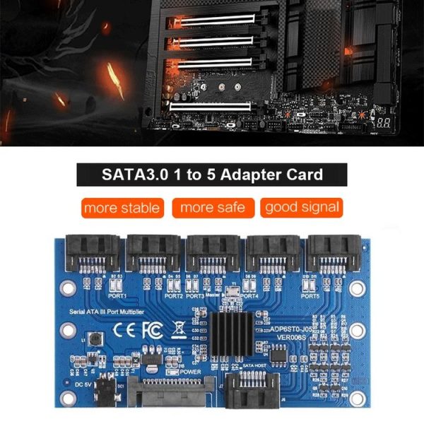 SATA3.0 6Gbps JMB575 Chip SATA Expansion Card 1 to 5 Port Riser Card - Image 6