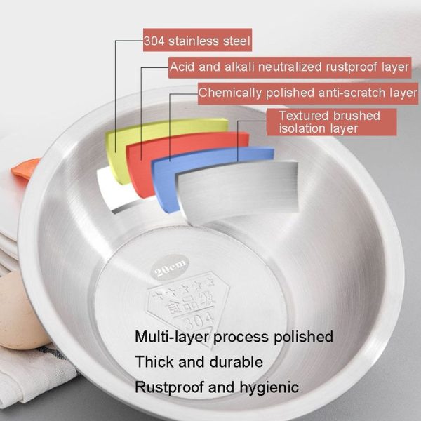 14cm 304 Stainless Steel Basin Home Multifunctional Soup Bow - Image 3